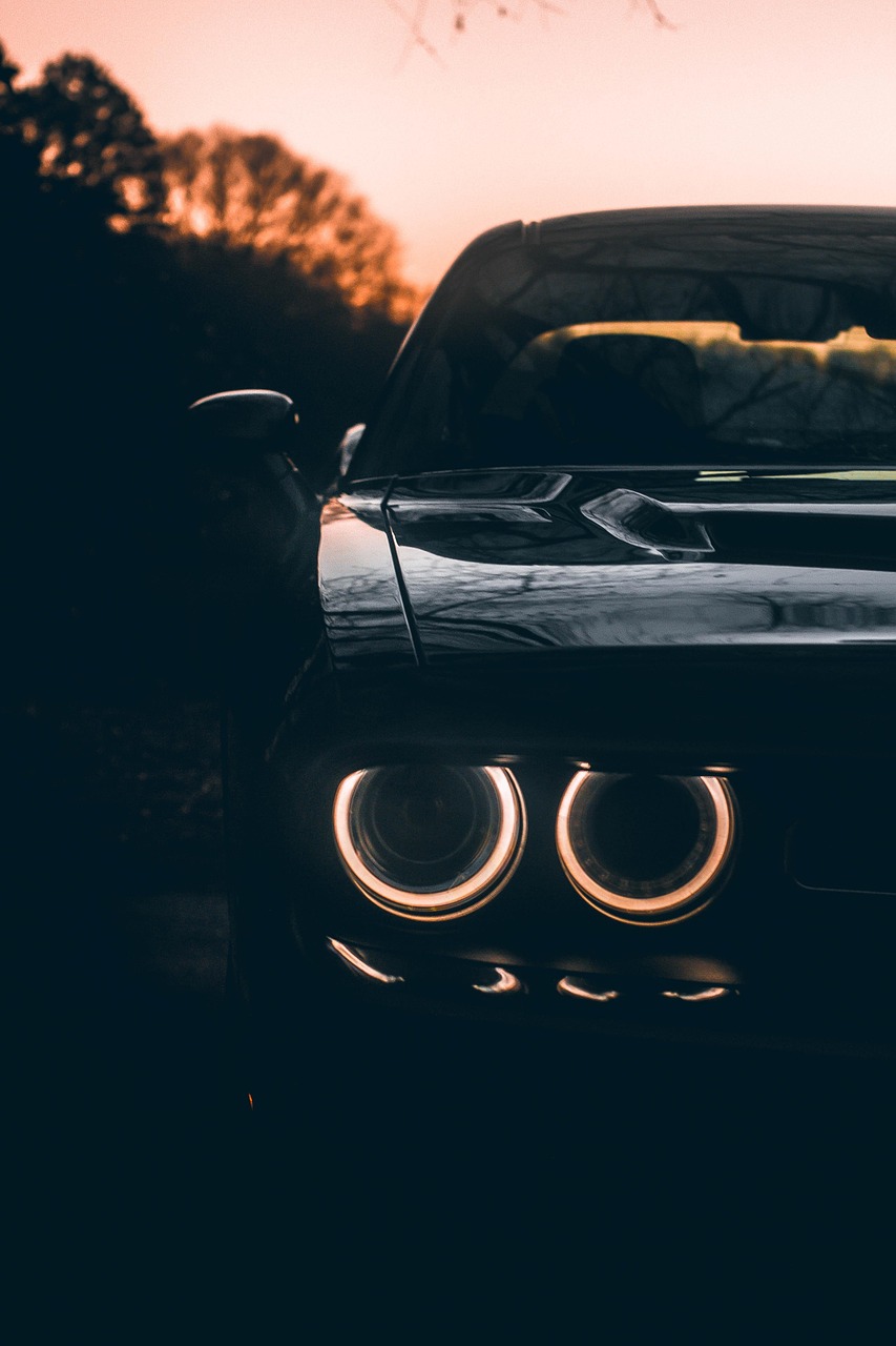 car, car wallpapers, automotive, vehicle, headlights, transportation, automobile, challenger, dodge challenger, black wallpaper, black